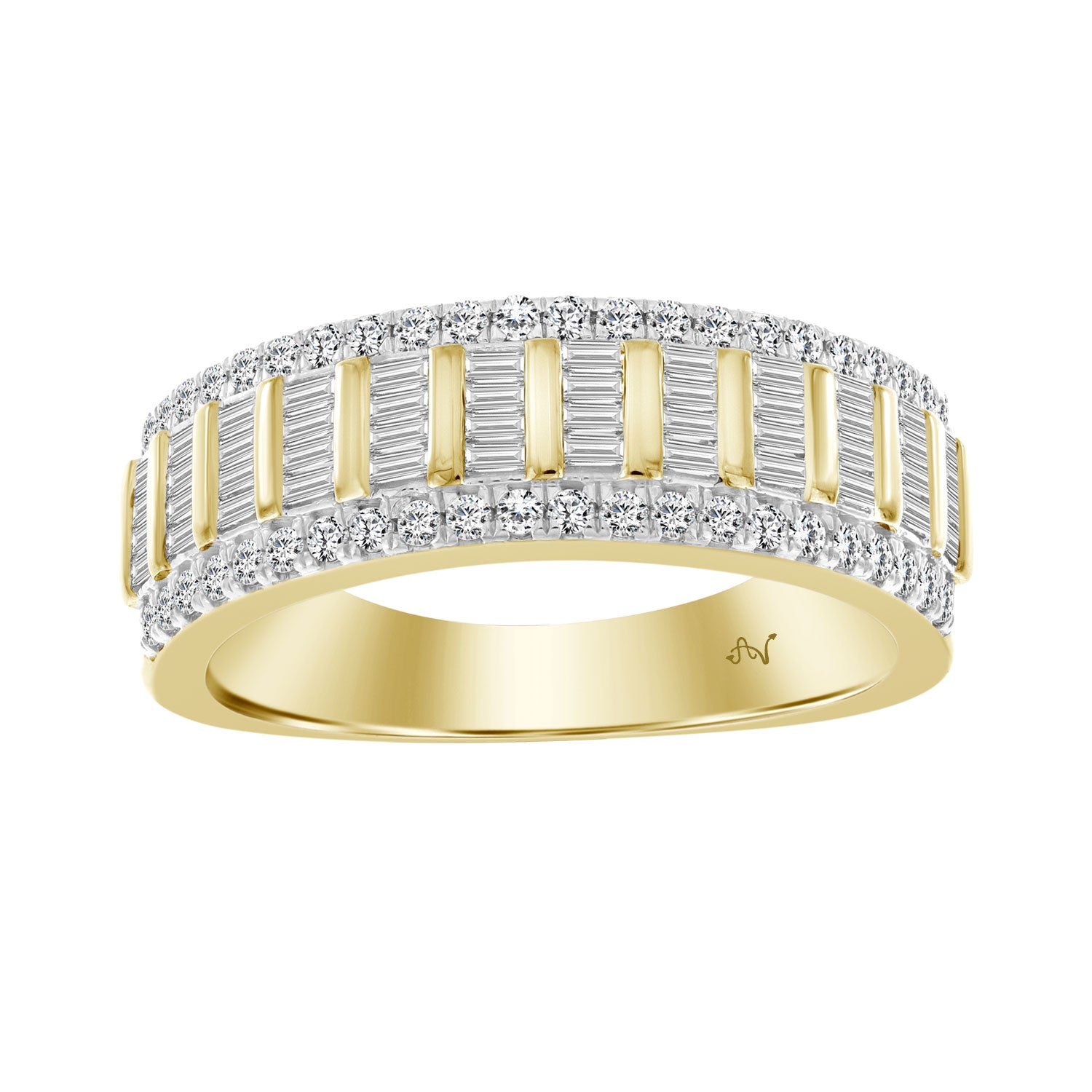 MEN'S BAND 0.75CT ROUND DIAMOND 10K YELLOW GOLD