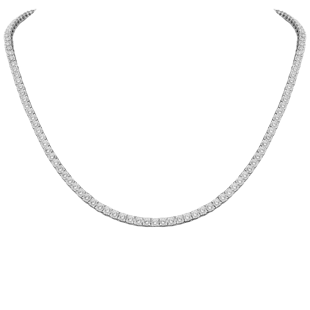 LADIES NECKLACE 8.00CT ROUND DIAMOND 10K WHITE GOLD
