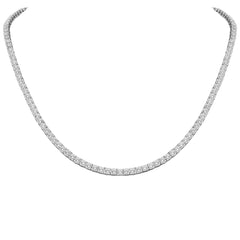 LADIES NECKLACE 8.00CT ROUND DIAMOND 10K WHITE GOLD