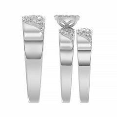 Sterling Silver Diamond Trio Ring Set 0.33Ct Round Women Bridal Engagement Wedding Set Fine Jewelry Gift