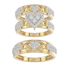 LADIES TRIO SET 1.00CT ROUND DIAMOND 10K YELLOW GOLD