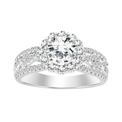 LADIES SEMI MOUNT RING 0.75CT ROUND DIAMOND 14K WHITE GOLD