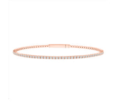 LADIES FLEXIBLE BANGLE 3.00CT ROUND DIAMOND 14K ROSE GOLD