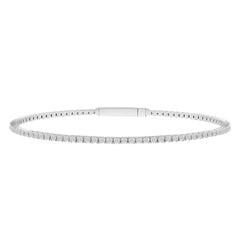 LADIES FLEXIBLE BANGLE 3.00CT ROUND DIAMOND 14K WHITE GOLD