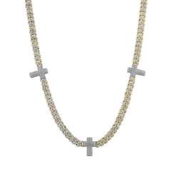 MEN'S NECKLACE 3.33CT ROUND DIAMOND 10K YELLOW GOLD