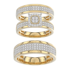 LADIES TRIO SET 1.00CT ROUND DIAMOND 10K YELLOW GOLD