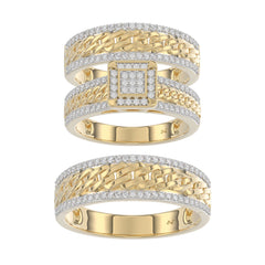 LADIES TRIOS SET 0.50CT ROUND DIAMOND 10K YELLOW GOLD