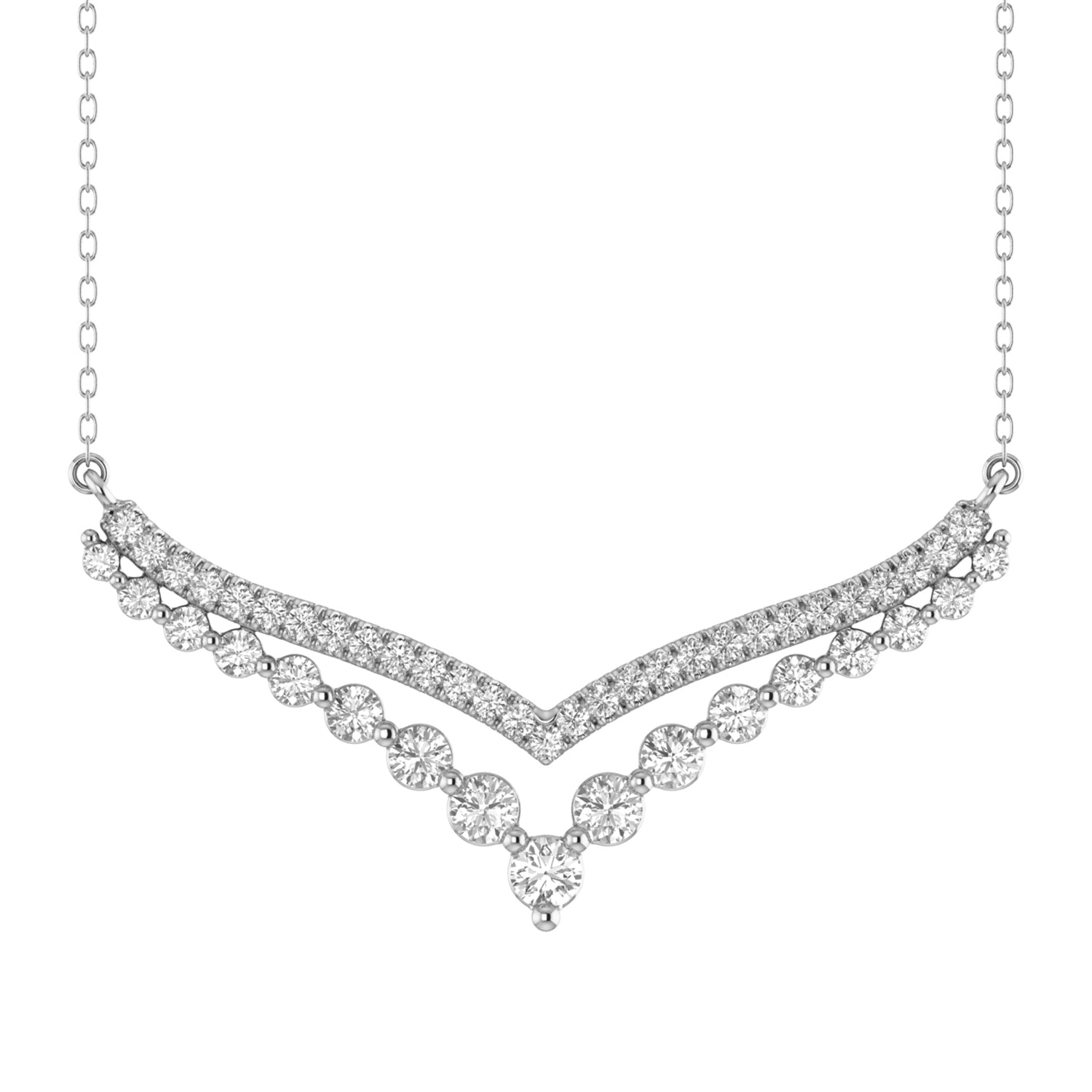 LADIES NECKLACE 0.50CT ROUND DIAMOND 14K WHITE GOLD  