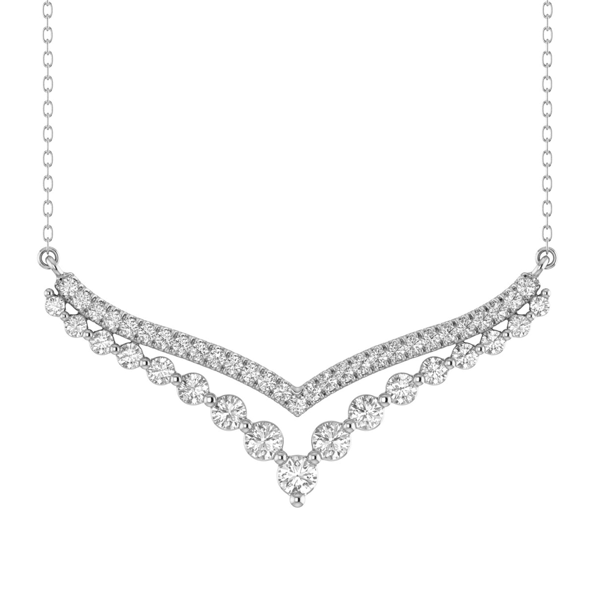 LADIES NECKLACE 0.50CT ROUND DIAMOND 14K WHITE GOLD  