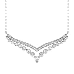 LADIES NECKLACE 0.50CT ROUND DIAMOND 14K WHITE GOLD  