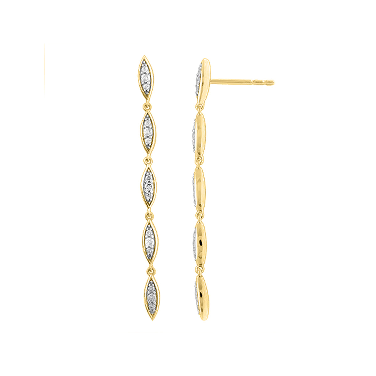 LADIES  EARRINGS 0.20CT ROUND DIAMOND 14K YELLOW GOLD