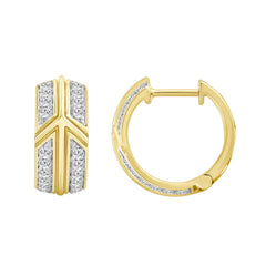 LADIES HOOPS EARRINGS 0.50CT ROUND DIAMOND 10K YELLOW GOLD