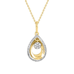 LADIES PENDANT WITH CHAIN 0.10CT ROUND DIAMOND 10K YELLOW GOLD