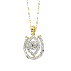 LADIES PENDANT WITH CHAIN 0.33CT ROUND/BLACK DIAMOND 14K YELLOW GOLD