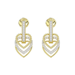 LADIES EARRINGS 0.25CT ROUND DIAMOND 14K YELLOW GOLD