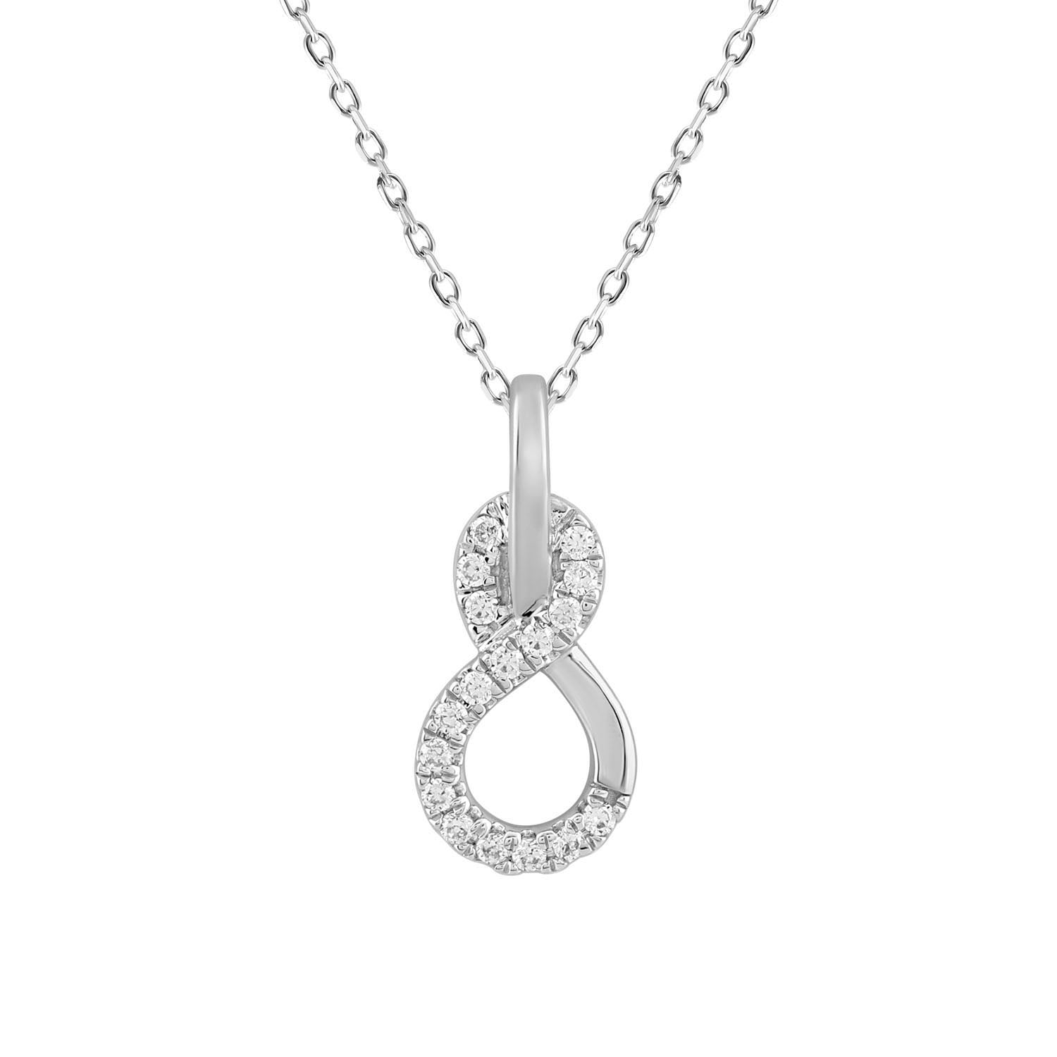 LADIES PENDANT WITH CHAIN 0.13CT ROUND DIAMOND 10K WHITE GOLD