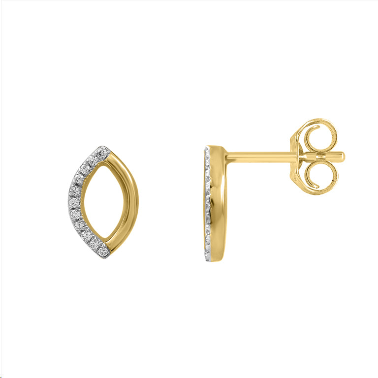Elegance Ladies Fashion Earrings 0.05Ct Round Diamond 10K Yellow Gold