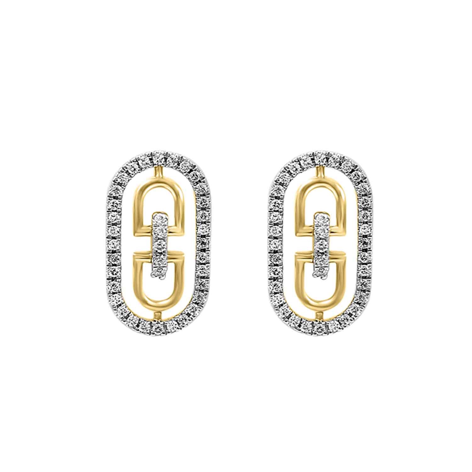 LADIES EARRINGS 0.25CT ROUND DIAMOND 14K YELLOW GOLD