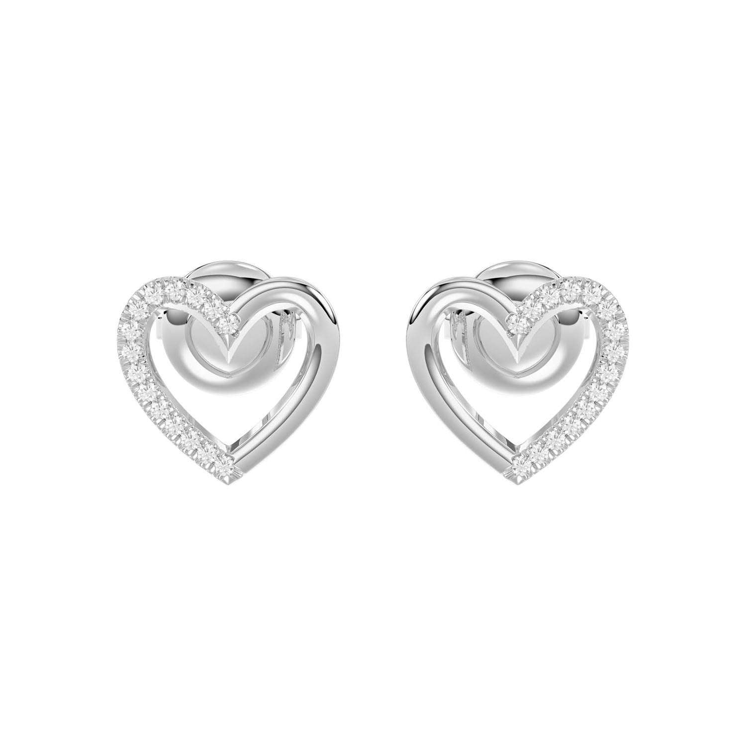LADIES EARRINGS 0.10CT ROUND DIAMOND 14K WHITE GOLD