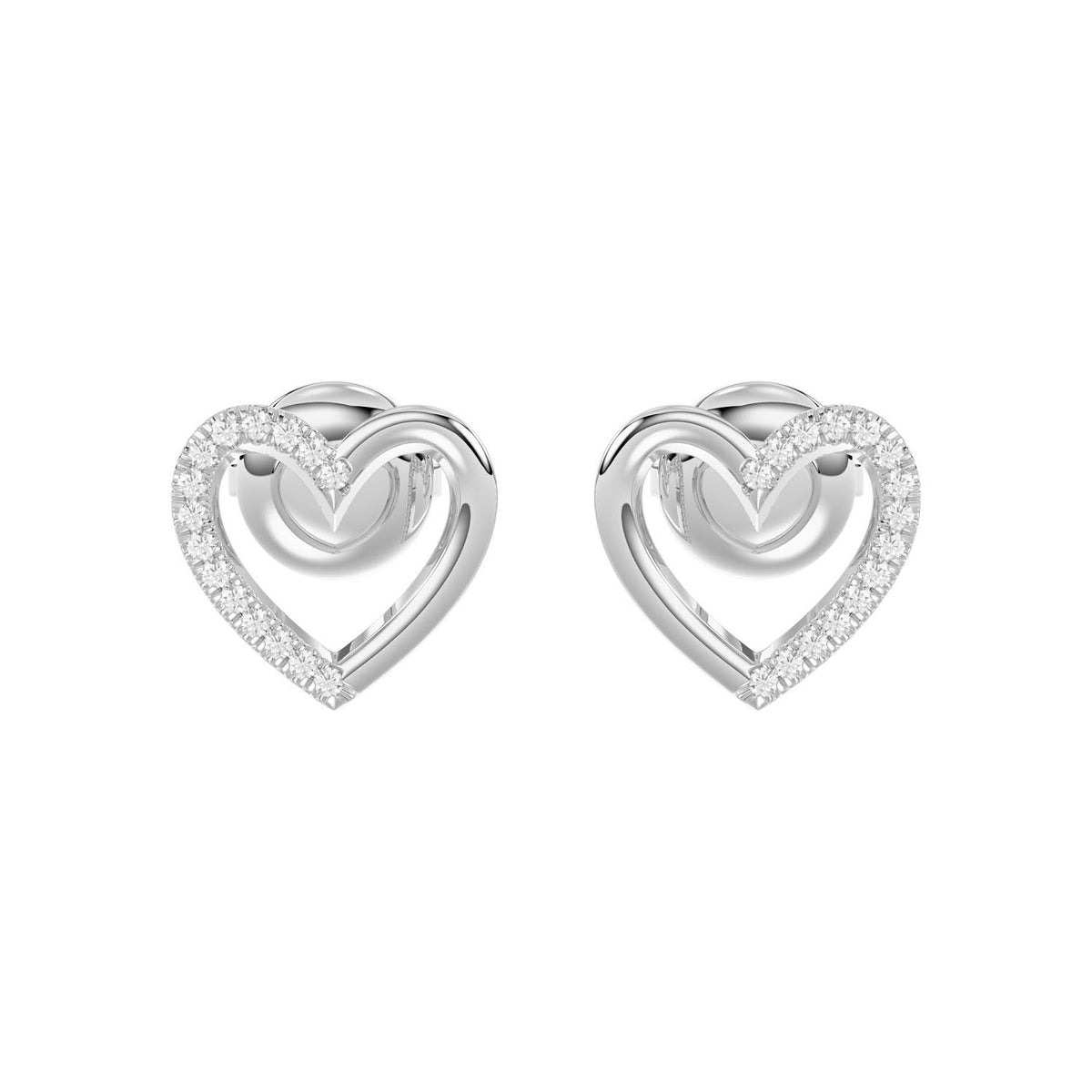 LADIES EARRINGS 0.10CT ROUND DIAMOND 14K WHITE GOLD