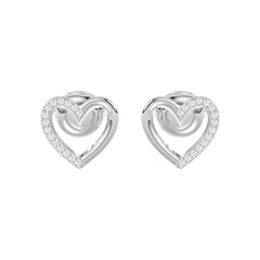LADIES EARRINGS 0.10CT ROUND DIAMOND 14K WHITE GOLD