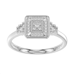 LADIES RING 0.25CT ROUND/BAGUETTE DIAMOND 14K WHITE GOLD