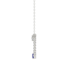14K White Gold 0.15Ct Blue Sapphire & Diamond Necklace For Women Natural Round Sapphire Ladies Jewelry