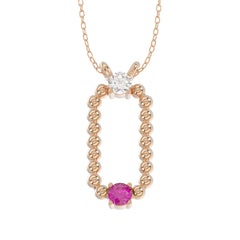 LADIES PENDANT WITH CHAIN 0.15CT ROUND/RUBY DIAMOND 14K ROSE GOLD (CENTER STONE ROUND/RUBY-0.10CT)