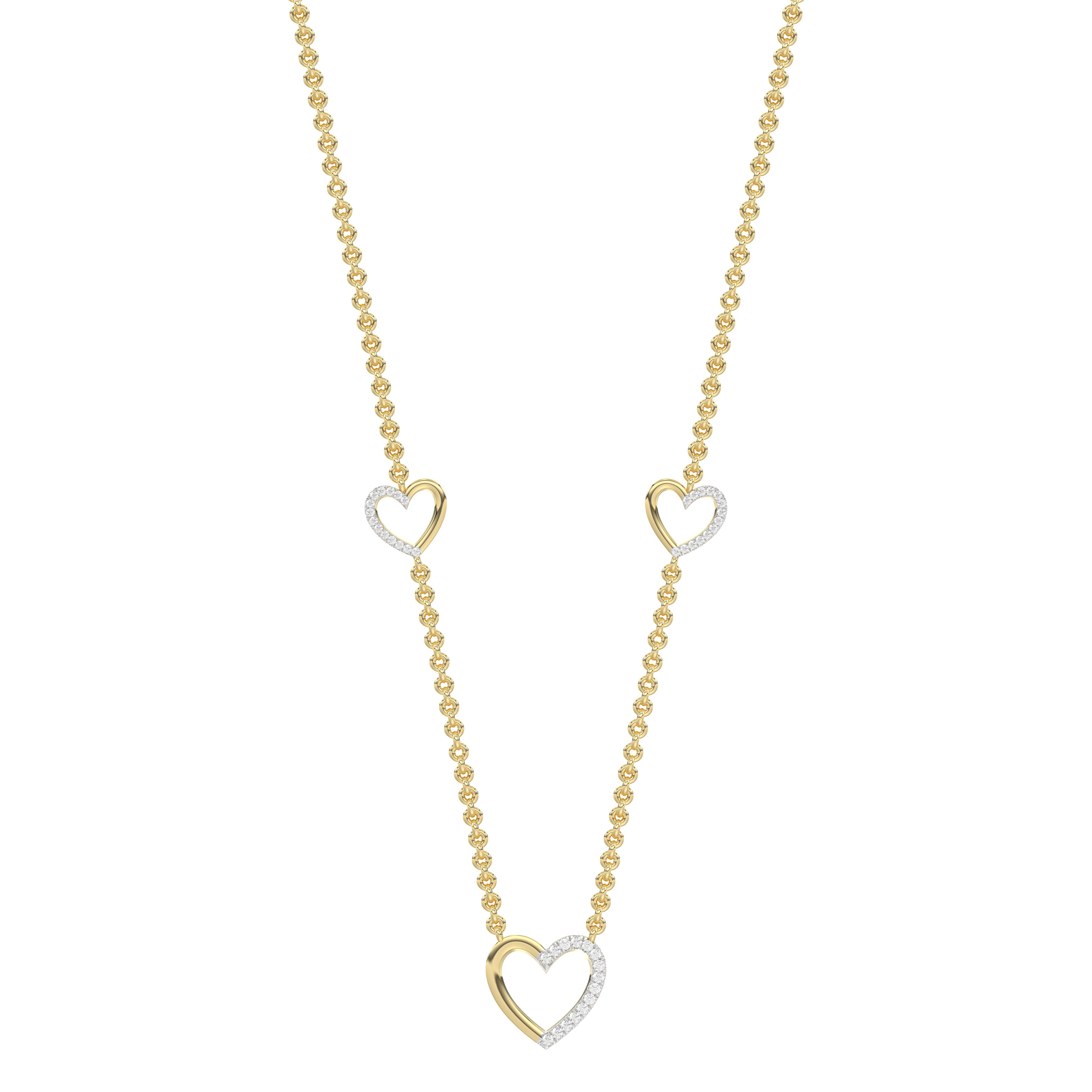 LADIES NECKLACE 0.20CT ROUND DIAMOND 14K YELLOW GOLD