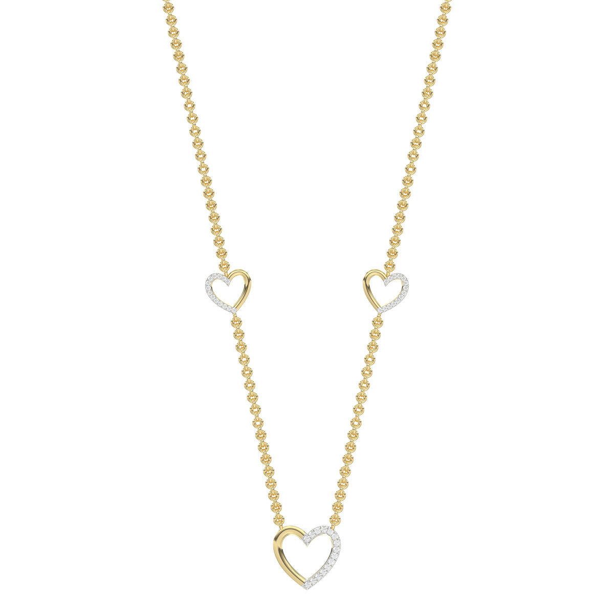 LADIES NECKLACE 0.20CT ROUND DIAMOND 14K YELLOW GOLD
