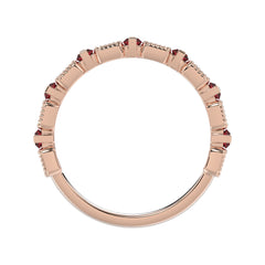 LADIES BAND 1.30CT ROUND/BAGUETTE RUBY DIAMOND 14K ROSE GOLD