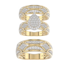 LADIES TRIO SET 1.33CT ROUND DIAMOND 10K YELLOW GOLD