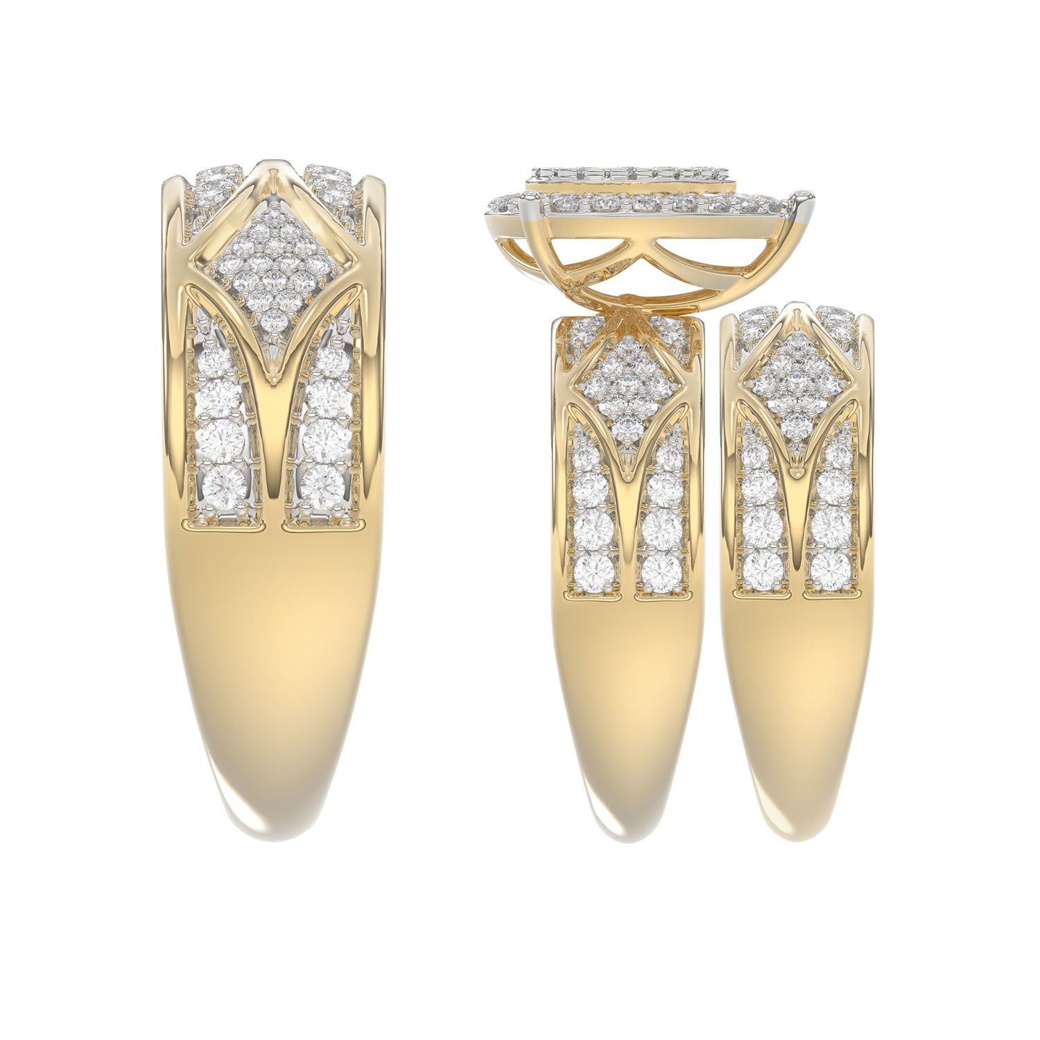 LADIES TRIO SET 1.33CT ROUND DIAMOND 10K YELLOW GOLD