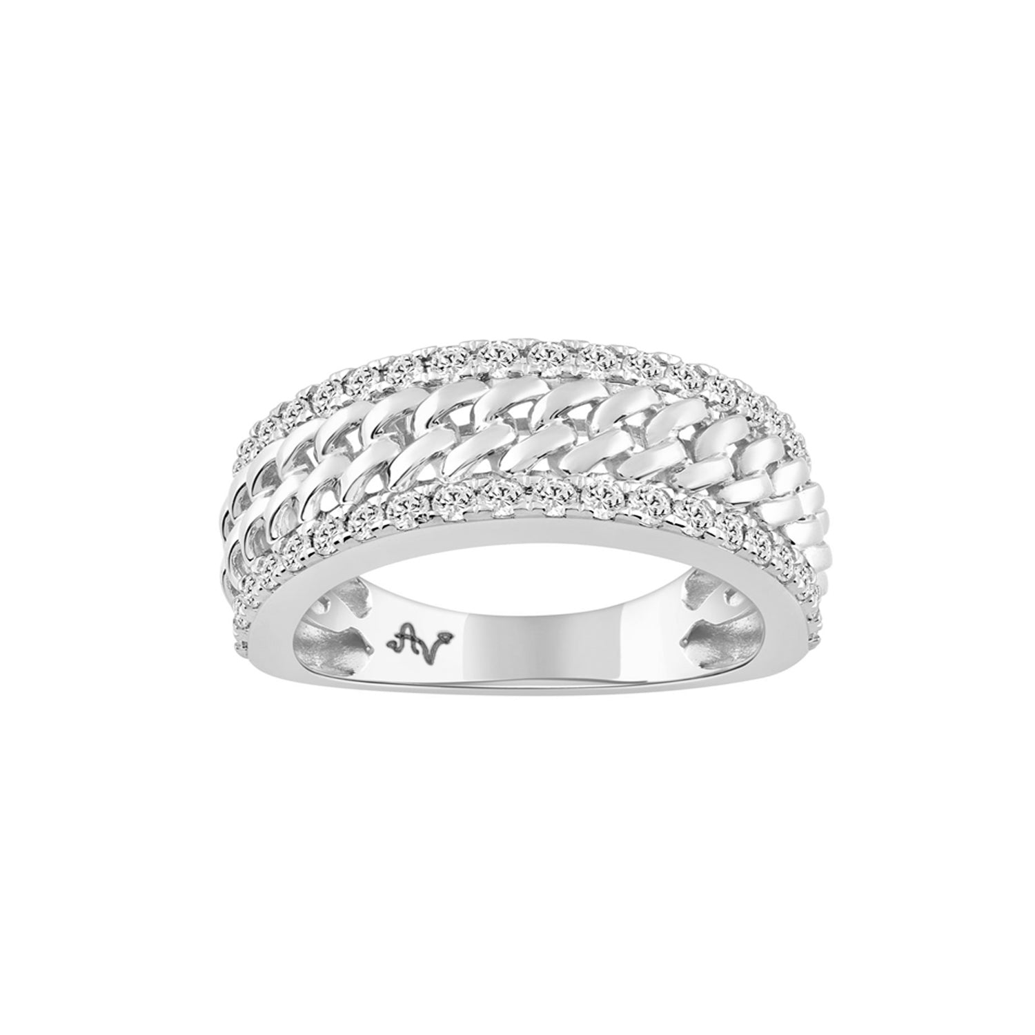 MEN'S BAND 1.00CT ROUND DIAMOND 14K WHITE GOLD