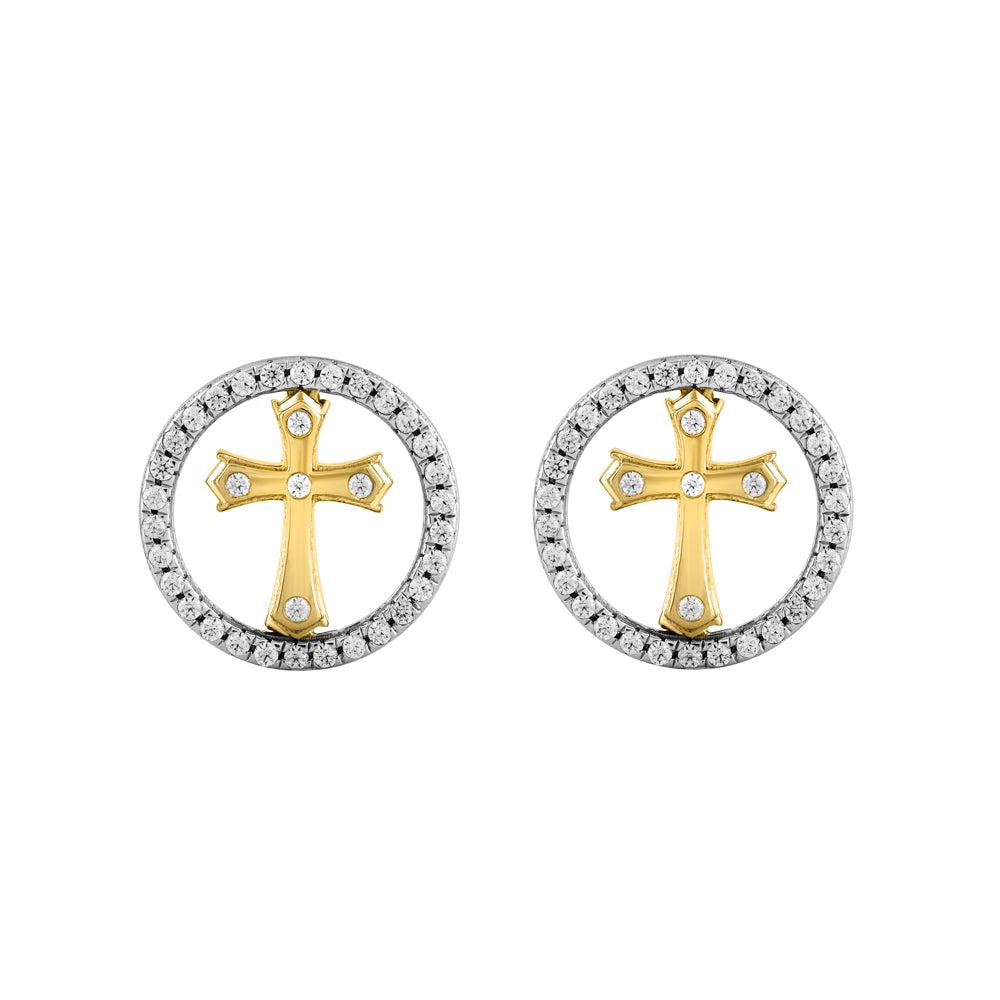 LADIES EARRINGS 0.25CT ROUND DIAMOND 14K YELLOW GOLD