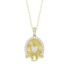 LADIES PENDANT WITH CHAIN 0.25CT ROUND DIAMOND 14K YELLOW GOLD