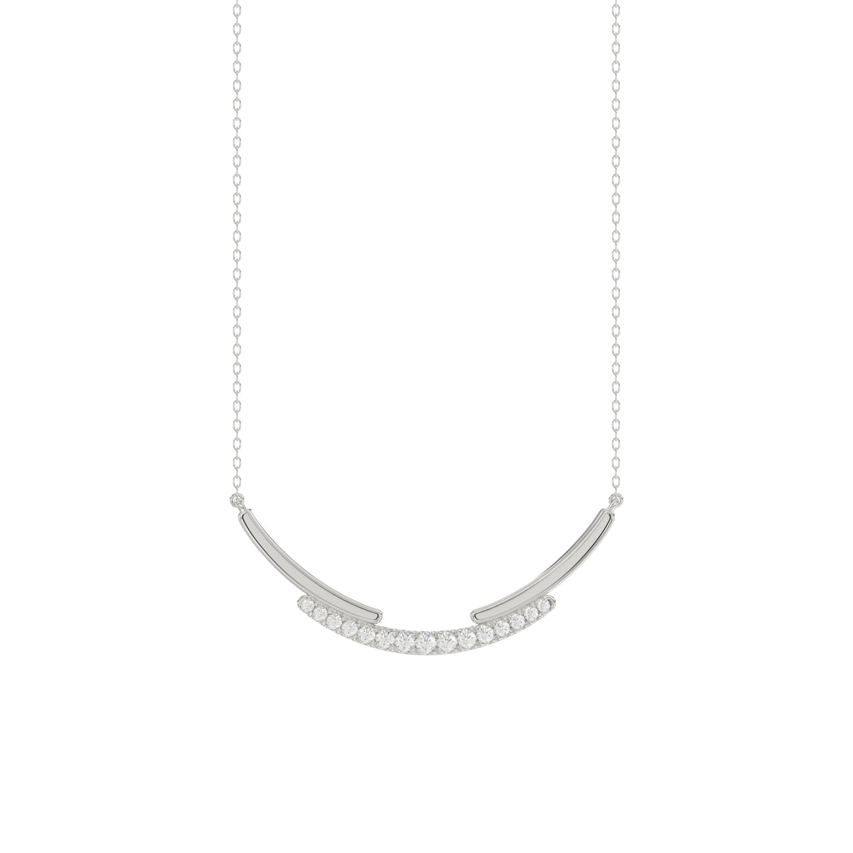 LADIES NECKLACE 0.25CT ROUND DIAMOND 14K WHITE GOLD