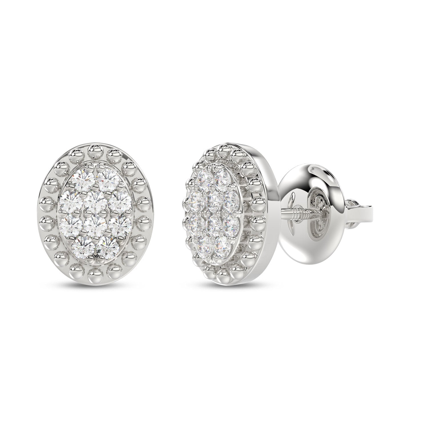 Sterling Silver Ladies 0.20CT Round Diamond Cluster Fashion Earrings