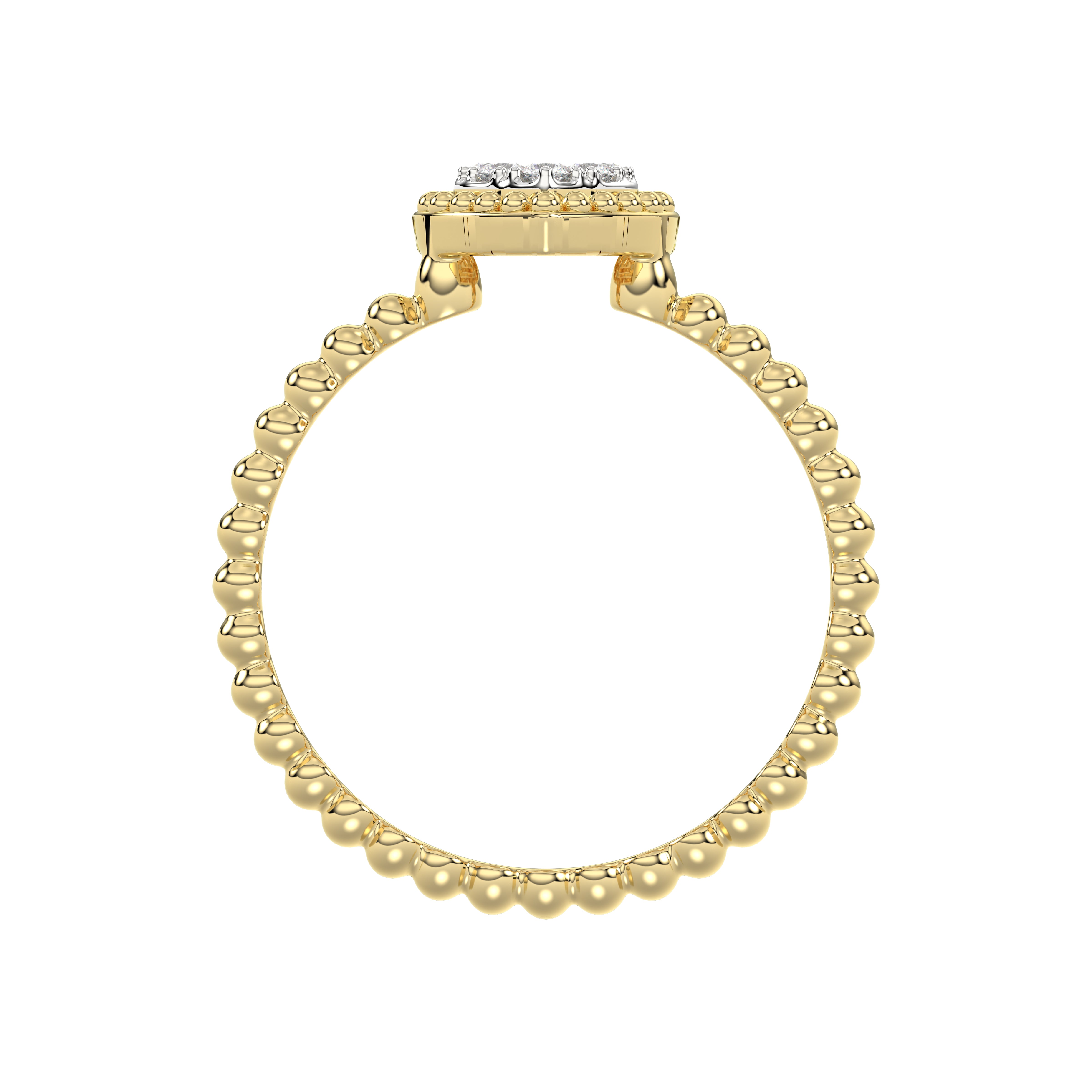 Ladies Halo Ring 0.10Ct Heart Shape Round Diamond 10K Yellow Gold