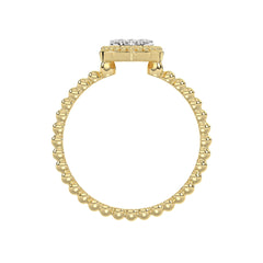 Ladies Halo Ring 0.10Ct Heart Shape Round Diamond 10K Yellow Gold