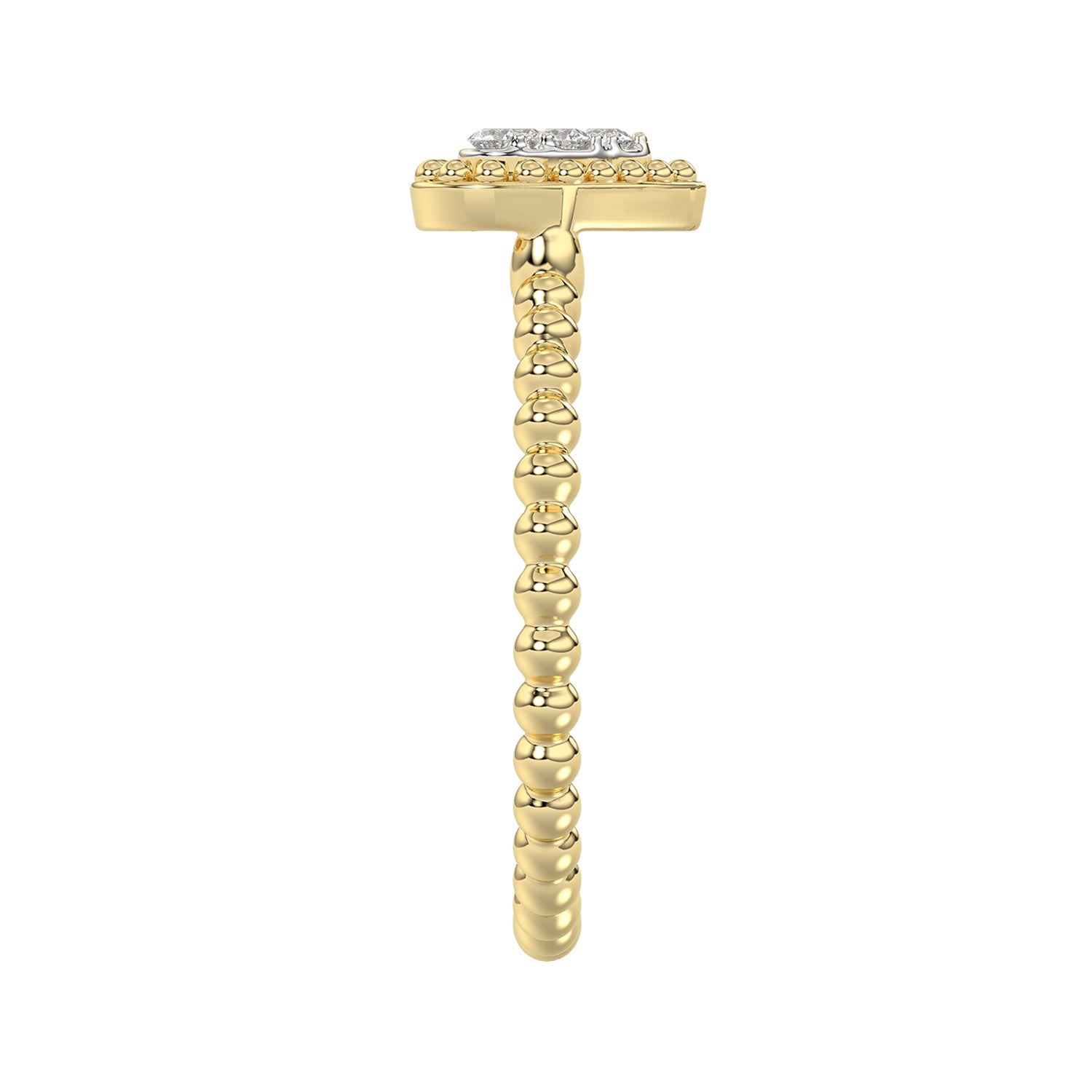 Ladies Halo Ring 0.10Ct Heart Shape Round Diamond 10K Yellow Gold
