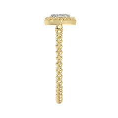 Ladies Halo Ring 0.10Ct Heart Shape Round Diamond 10K Yellow Gold