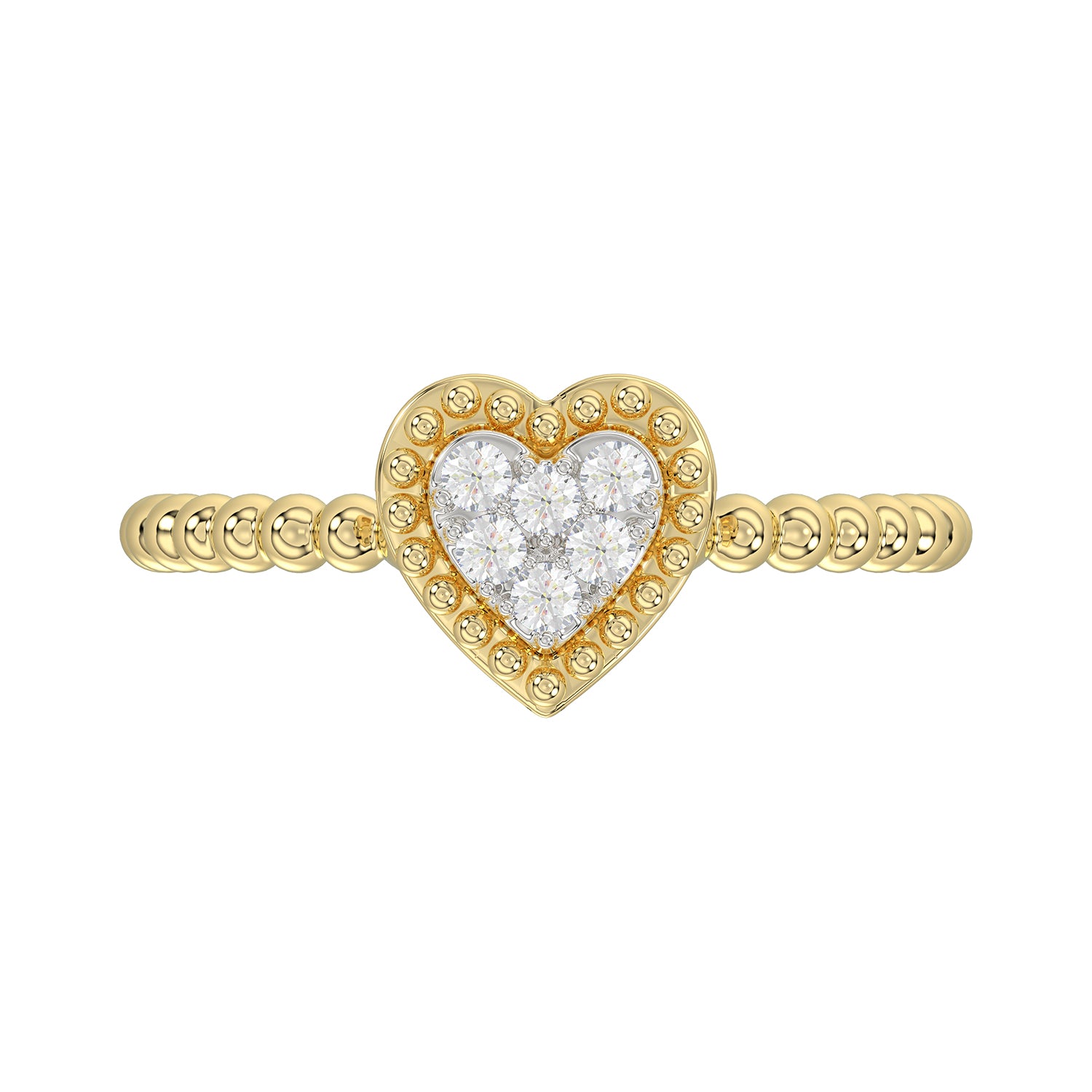 Ladies Halo Ring 0.10Ct Heart Shape Round Diamond 10K Yellow Gold