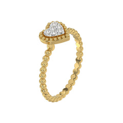 Ladies Halo Ring 0.10Ct Heart Shape Round Diamond 10K Yellow Gold