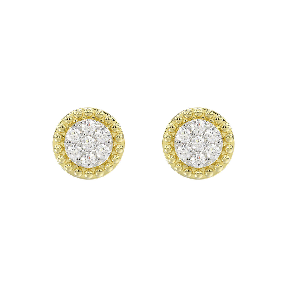 LADIES EARRINGS 0.20CT ROUND DIAMOND 14K YELLOW GOLD