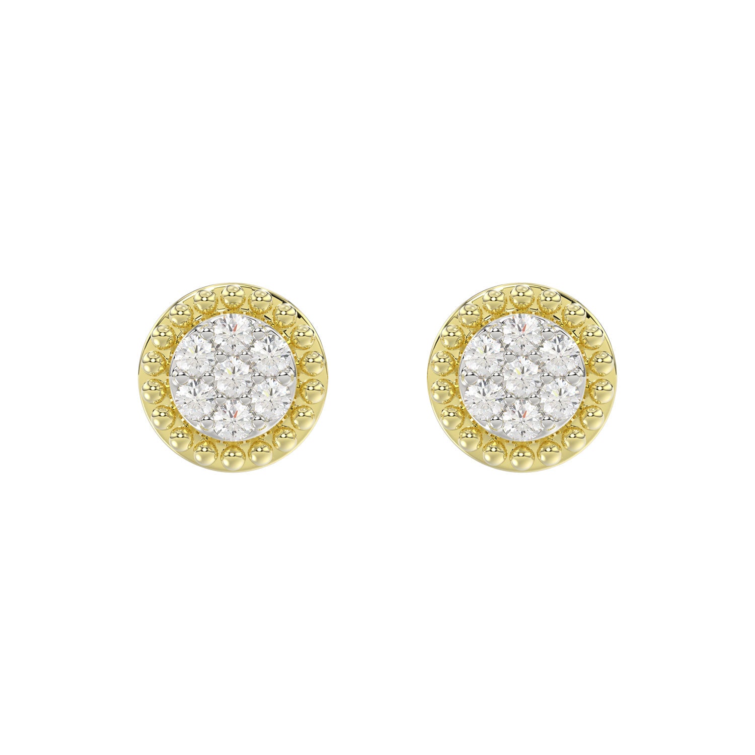 LADIES EARRINGS 0.20CT ROUND DIAMOND 14K YELLOW GOLD