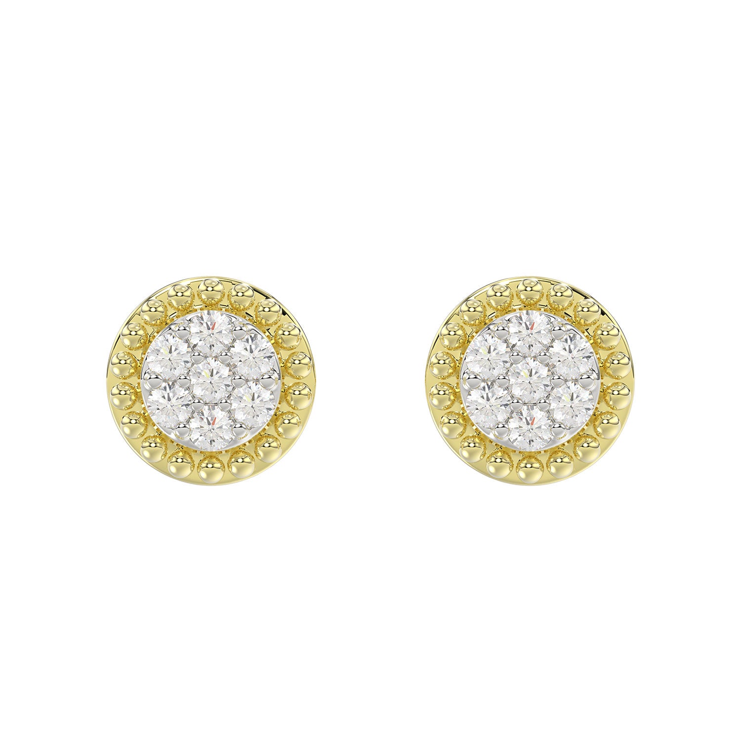 LADIES EARRINGS 0.20CT ROUND DIAMOND 14K YELLOW GOLD