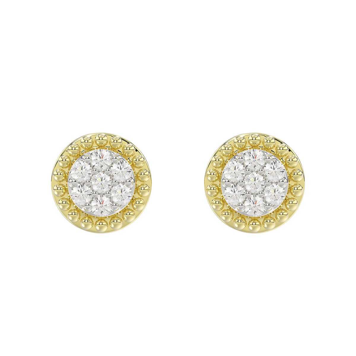 LADIES EARRINGS 0.20CT ROUND DIAMOND 14K YELLOW GOLD