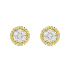 LADIES EARRINGS 0.20CT ROUND DIAMOND 14K YELLOW GOLD