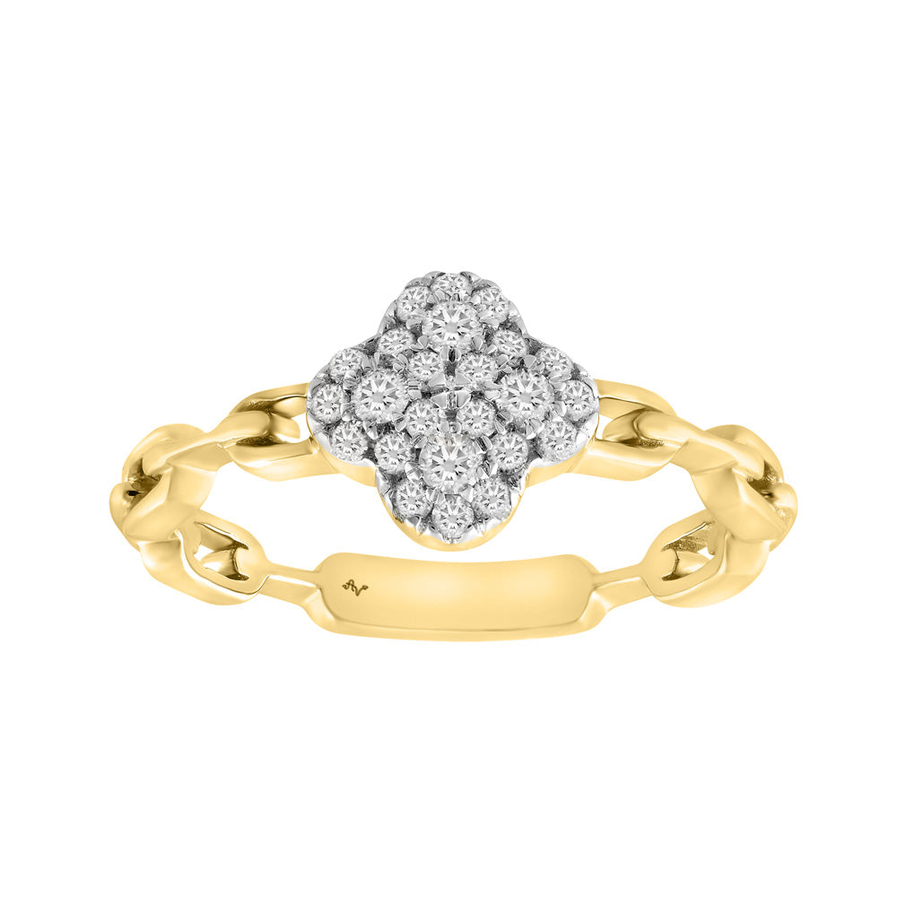 LADIES RING 0.25CT ROUND DIAMOND 14K YELLOW GOLD